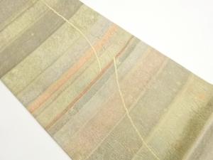 渡文製　ふくれ織横段模様織出し袋帯